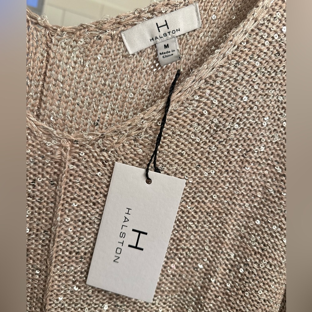 H by HALSTON Beige Champagne Sequin V-Neck Sweater
Women's Size Medium - Picture 6 of 11